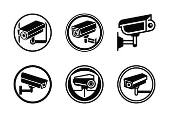 cctv camera security vector icon set. Technology silhouette icons