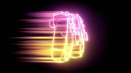 Neon glowing game controller transforms into futuristic digital light streaks - Powered by Adobe