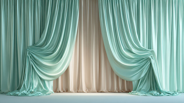 Elegant Drapes: A captivating showcase of luxurious drapes cascading gracefully, evoking a sense of opulence and sophistication, perfect for conveying themes of design and interior decor.