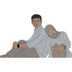 Illustration of couple love prewedding photo