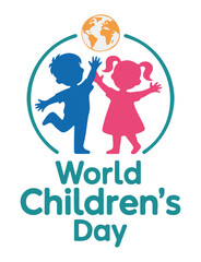 World Childrens Day vector illustration featuring kids and a globe for posters and social media