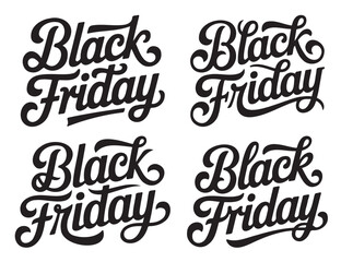 Black Friday lettering set vintage style typography vector design for promotional sale banners and advert