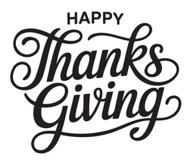 Happy Thanksgiving calligraphy elegant lettering for holiday greeting cards isolated vector design