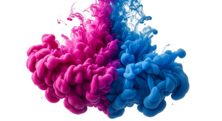 Vibrant Ink Cloud Merging Colors – Magenta and Cyan Abstract Art