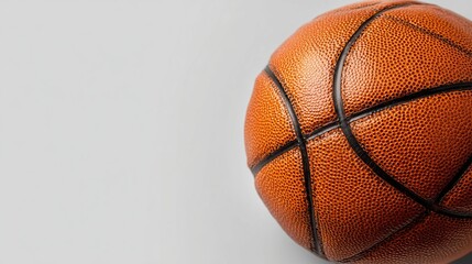 Fototapeta premium Close-up of a basketball on a plain background with copy space
