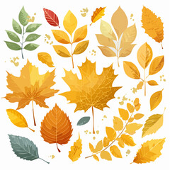 Obraz premium Collection of Elegant Golden Autumn Leaves with Detailed Textures