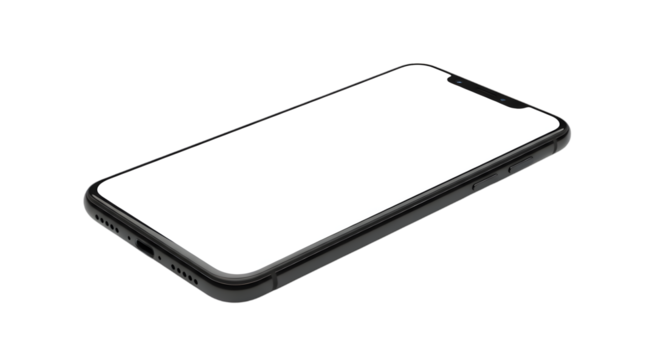 blank smartphone screen on white