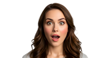 portrait of a surprised woman isolated on white