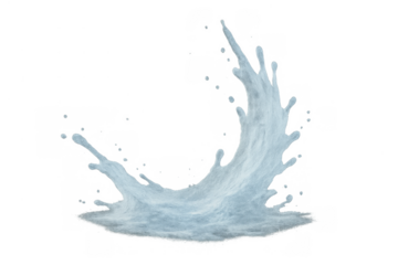 Water splash liquid motion creating dynamic ripples and drops, isolated on transparent background