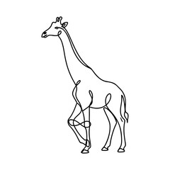 Elegant continuous line drawing of a majestic giraffe, a minimalist single-line vector art illustration