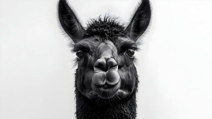 Black llama portrait animal mammal nature