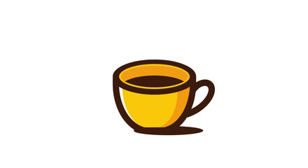 Obraz premium A vibrant yellow coffee cup filled with dark liquid, simple illustration.