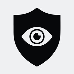 Silhouette eye inside security shield privacy concept vector illustration