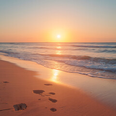 White sand beach with gentle waves.