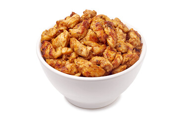 Deliciously crunchy chicken morsels seasoned with spices under warm studio lighting for social sharing