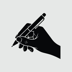 Silhouette hand writing or drawing with pen vector illustration