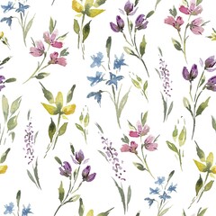 Watercolor painting of wildflowers, tenderness, spring