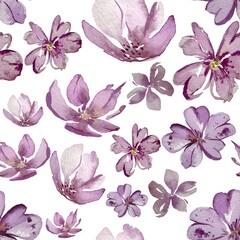 Magnolia, cherry, spring, watercolor painting