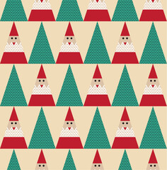 Modern Christmas Pattern Seamless Background. desing with Christmas tree. Vector.
