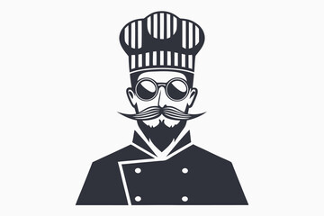 Stylish chef in a hat, glasses, and beard makes for great culinary art