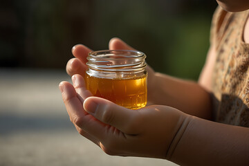 honey in a glass jar