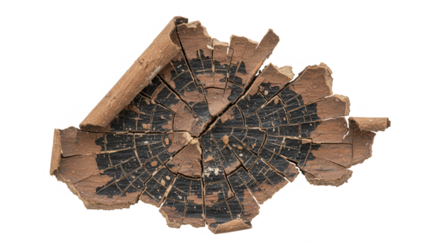 Cross Section of Severed Tree Trunk With Ring Pattern on White