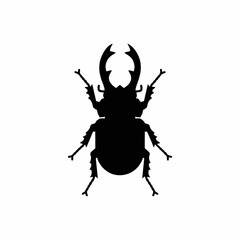 vector silhouette illustration of a beetle with a white background
