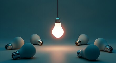 Bright idea shines among others, representing innovation, inspiration, and unique solutions for business growth