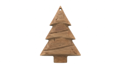 Wooden Christmas Tree Ornament on White Background