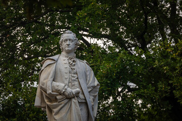 Marble Statue of Johann Wolfgang von Goethe, German Poet, Playwright, Statesman, Scientist, and Philosopher - Close-up with Copyspace