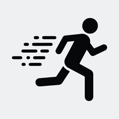 Silhouette of running man fast motion blur effect vector illustration