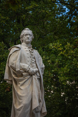 Marble Statue of Johann Wolfgang von Goethe, German Poet, Playwright, Statesman, Scientist, and Philosopher - Close-up with Copyspace