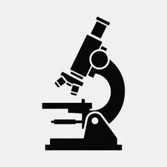 Silhouette of scientific microscope medical equipment research tool vector illustration