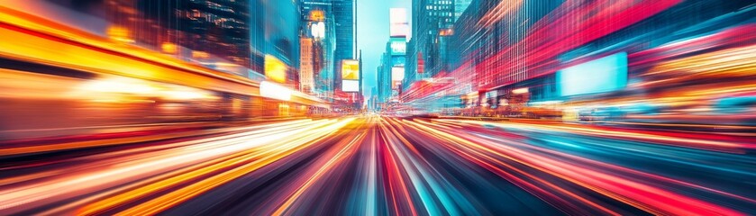 Fototapeta premium Cityscape Light Streaks Abstract Urban Rush, city ,speed