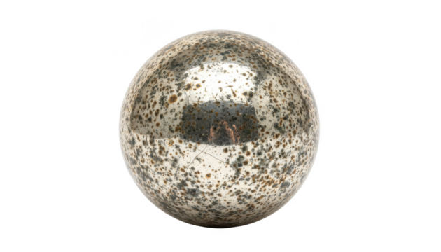 Spherical Mercury Glass Ornament on White Background