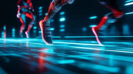 Cyber Runners Abstract Red and Blue, futuristic , speed