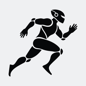 Silhouette running robot futuristic artificial intelligence machine vector illustration