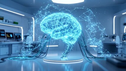 Futuristic Brain Interface - Exploring the Frontiers of Artificial Intelligence. - Powered by Adobe