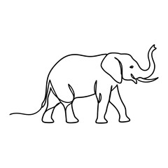 Elegant minimalist elephant continuous line drawing, a simple yet powerful animal illustration vector graphic