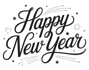 Happy New Year lettering design festive typography illustration for holiday greeting cards and banne