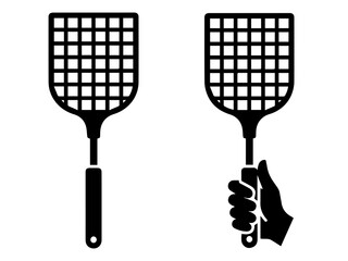 vector illustration of a set of fly squasher utensil set