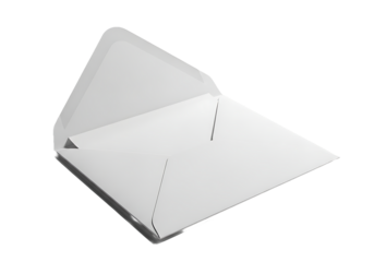An open white envelope resting on a plain surface, revealing its interior.
A white envelope laid open on a simple, unadorned surface.