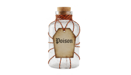 Antique Style Poison Bottle With Coffin Shaped Label