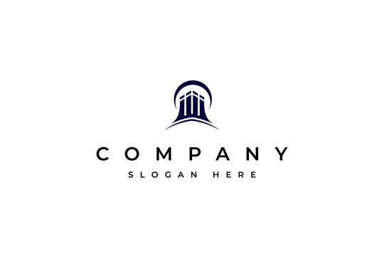 Four pillars logo with flat vector design style suitable for legal business, law firm, museum building and others