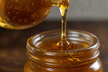 honey in a glass jar,