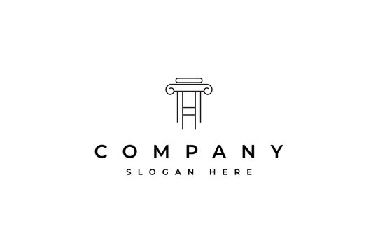 Pillar logo with letter H in line art design style