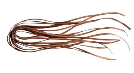 Bundle of brown leather strips isolated on transparent background, perfect for crafting, jewelry making, or adding a rustic touch to any creative project