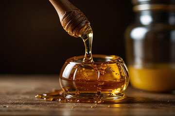 honey in a glass jar