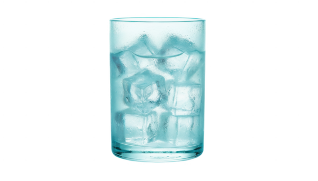 Glass of Ice Water With Condensation on White Background