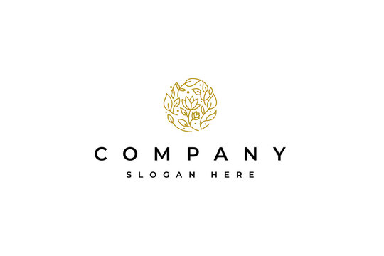 Luxury Nature floral leaf ornament logo icon design template. Gold, elegant, beauty, spa, yoga, cosmetic product, modern vector illustration